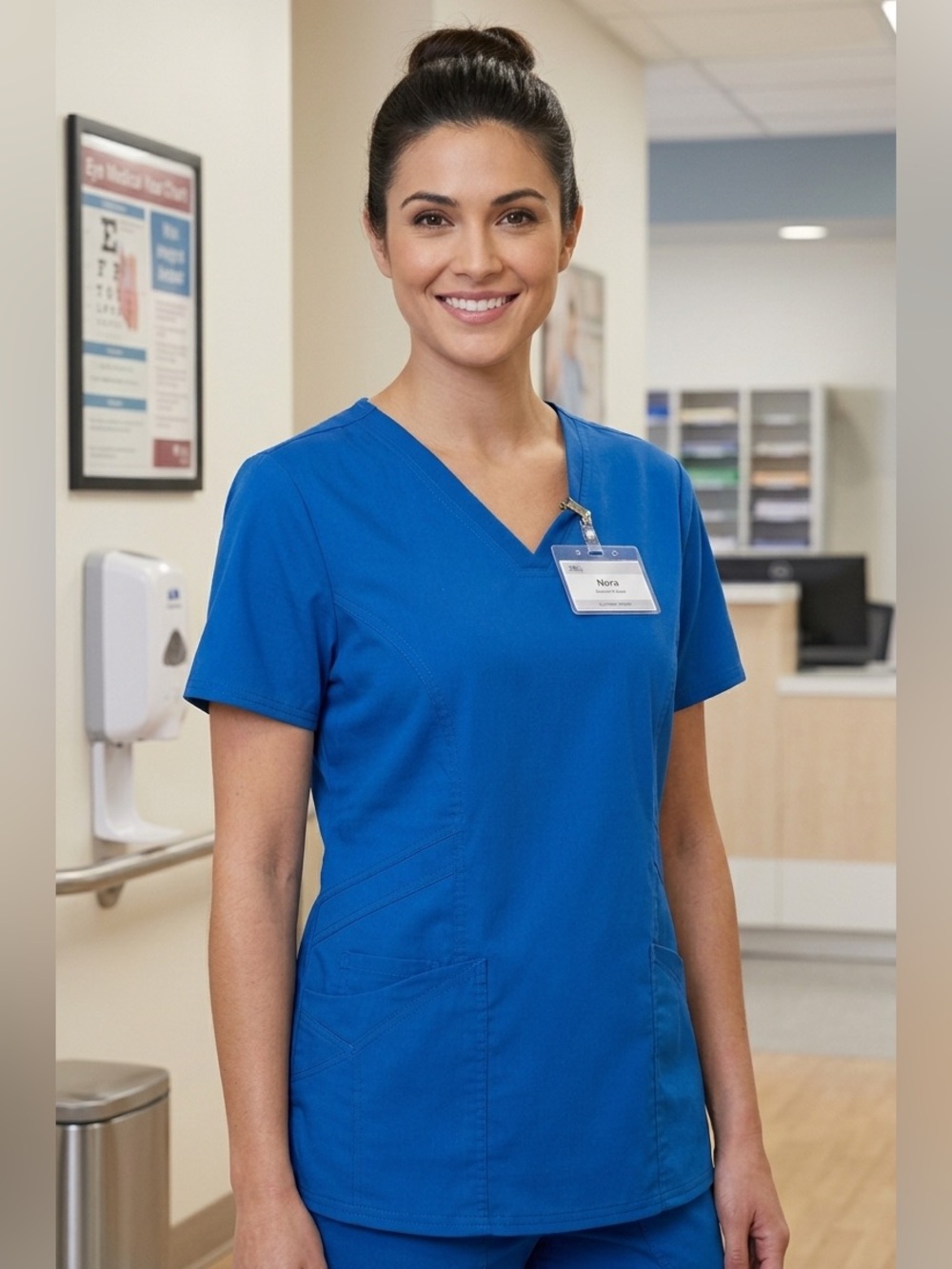 Grey’s Anatomy by Barco V-Neck Scrub Top Royal Blue Pockets 2XL XXL NWT